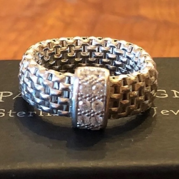 Silpada Sterling Silver Cubic Zirconia Italia Stretch Ring Size Medium - Picture 4 of 8